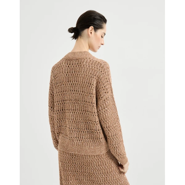 Brunello Cucinelli Dazzling braids cardigan in Brown, view 3