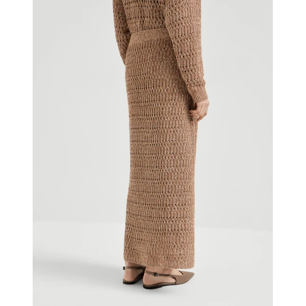 Brunello Cucinelli Dazzling braids skirt in Brown, view 3