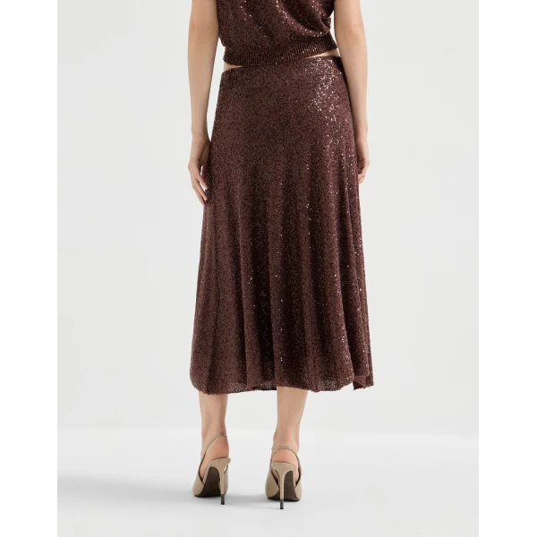 Brunello Cucinelli Knitted skirt in Bordeaux, view 3