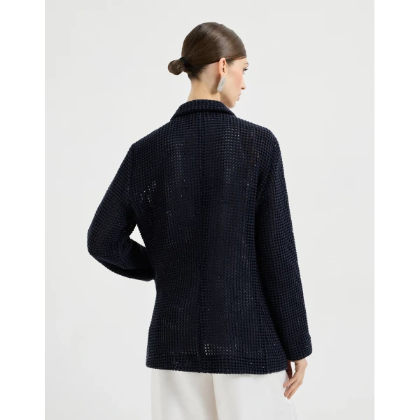 Brunello Cucinelli Net knit blazer in Blue, view 3