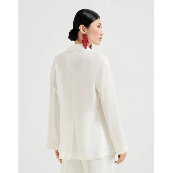 Brunello Cucinelli Sablé crêpe blazer in White, view 3