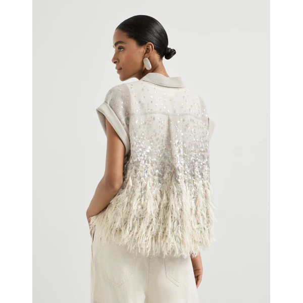 Brunello Cucinelli Dazzling dégradé shirt in Silver, view 3