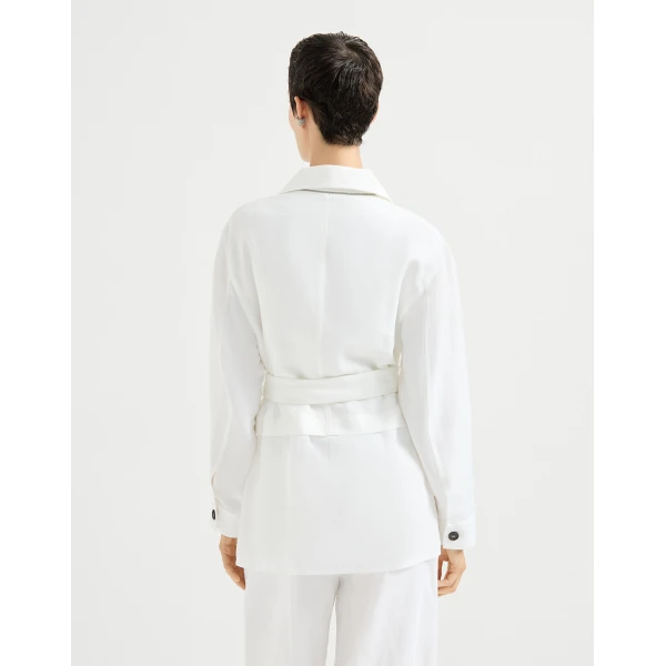 Brunello Cucinelli Twill safari jacket with monili in White, view 3