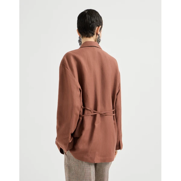 Brunello Cucinelli Fluid twill blazer in Firebrick, view 3