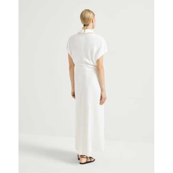 Brunello Cucinelli Twill dress with monili in White, view 3
