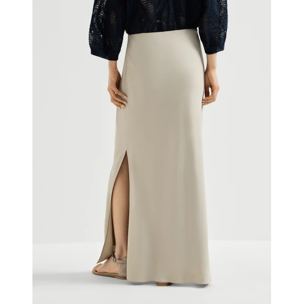 Brunello Cucinelli Bias-cut skirt in Buff, view 3