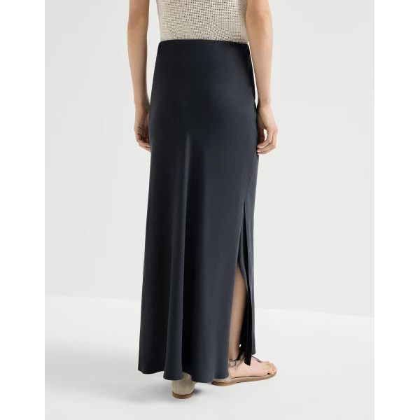 Brunello Cucinelli Bias-cut skirt in Blue, view 3