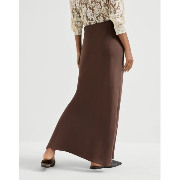 Brunello Cucinelli Bias-cut skirt in Cocoa, view 3