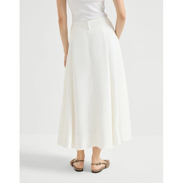 Brunello Cucinelli Twill sartorial skirt with monili in White, view 3