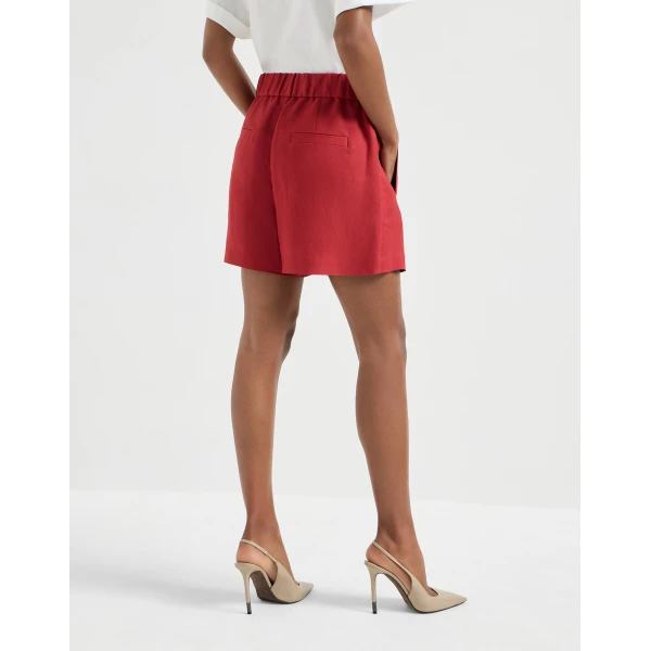 Brunello Cucinelli Fluid twill baggy shorts in Red, view 3