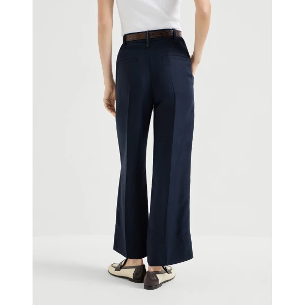 Brunello Cucinelli Square cigarette trousers in Blue, view 3