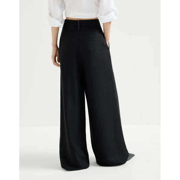 Brunello Cucinelli Sartorial wrap trousers in Black, view 3