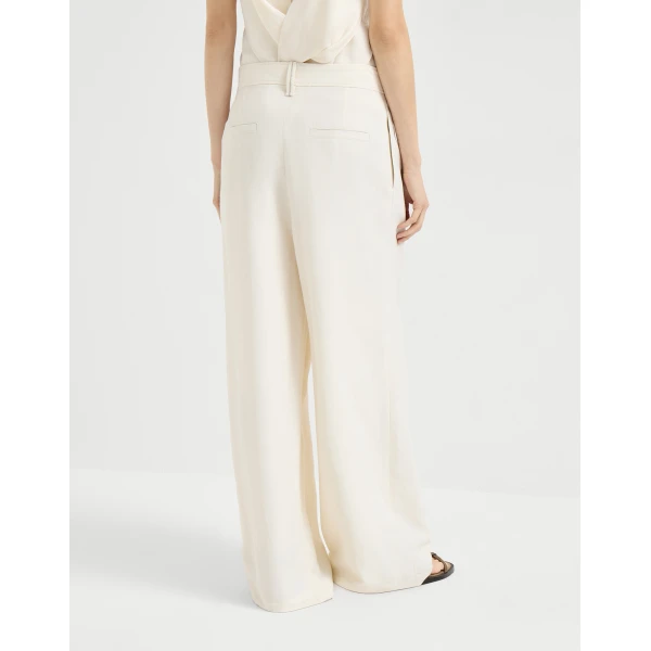 Brunello Cucinelli Sartorial wrap trousers in Ivory, view 3