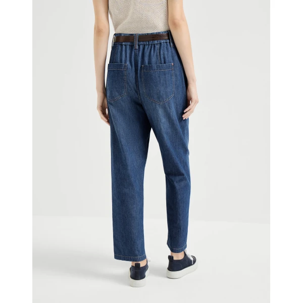Brunello Cucinelli Five-pocket trousers in Dark Denim, view 3