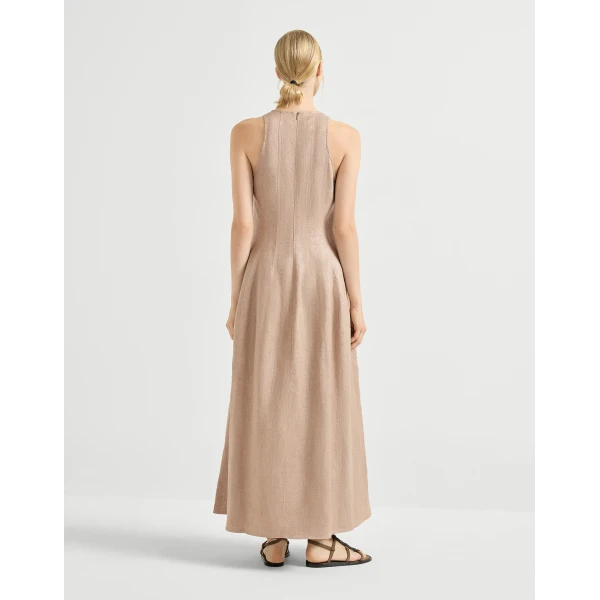 Brunello Cucinelli Sparkling twill dress in Antique Pink, view 3