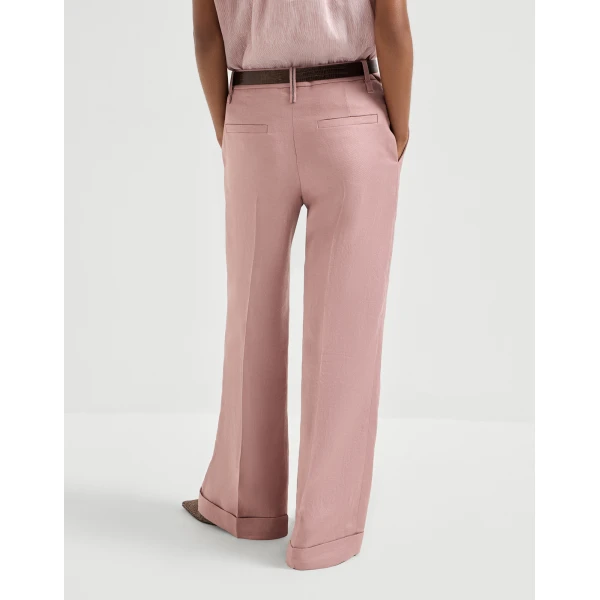 Brunello Cucinelli Loose Flared Trousers in Pink, view 3
