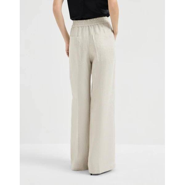 Brunello Cucinelli Loose Track trousers in Beige, view 3