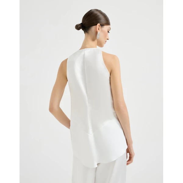 Brunello Cucinelli Satin top in White, view 3