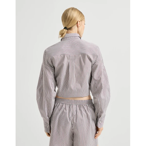 Brunello Cucinelli Striped poplin shirt, view 3