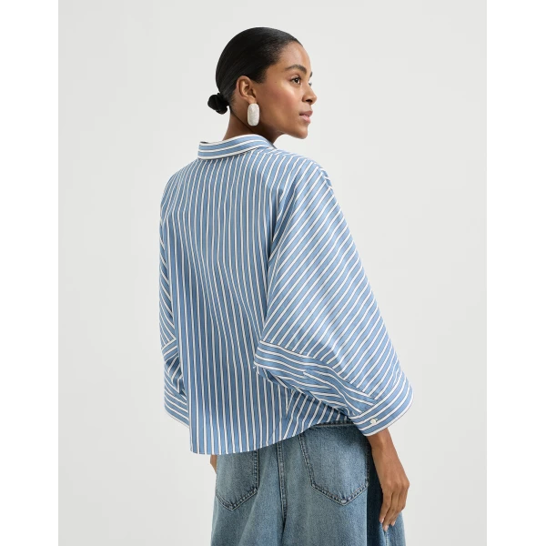 Brunello Cucinelli Striped poplin shirt, view 3