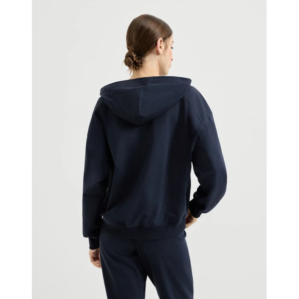 Brunello Cucinelli Lightweight French terry sweatshirt in Blue Jacket, view 3