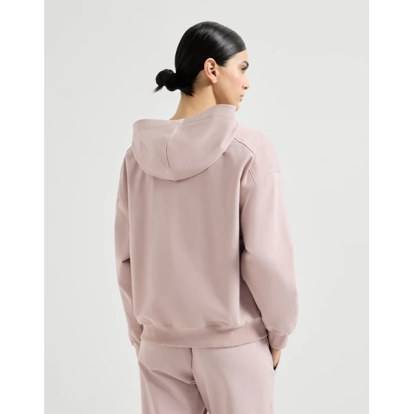 Brunello Cucinelli Lightweight French terry sweatshirt in Pink Jacket, view 3