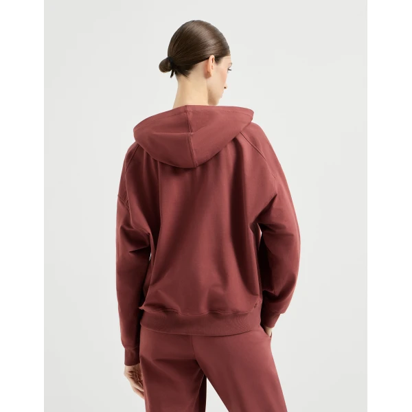 Brunello Cucinelli Lightweight French terry sweatshirt in Red Jacket, view 3