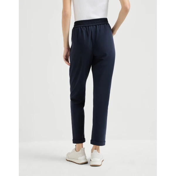 Brunello Cucinelli Track trousers with monili in Blue, view 3