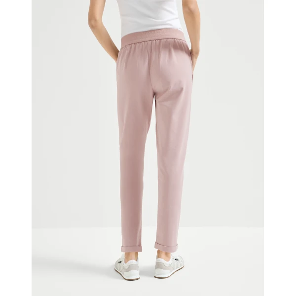 Brunello Cucinelli Track trousers with monili in Pink, view 3