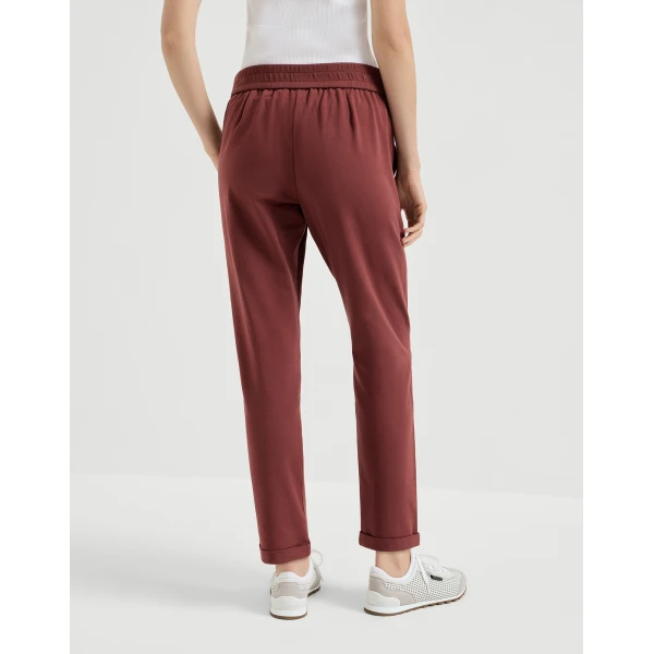 Brunello Cucinelli Track trousers with monili in Red, view 3
