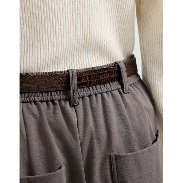 Brunello Cucinelli Wide track trousers in Brown, view 3