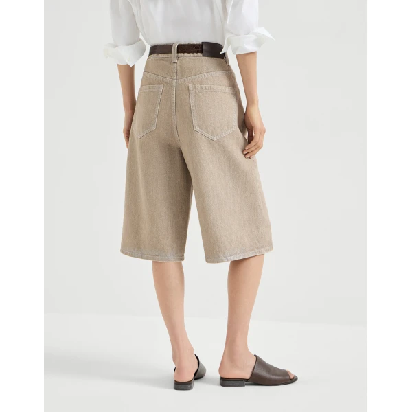 Brunello Cucinelli Denim Bermuda shorts in Beige, view 3