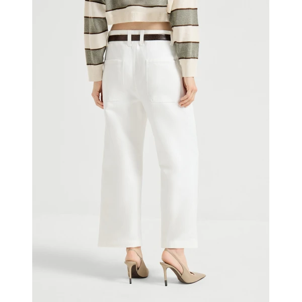 Brunello Cucinelli Chino Crop trousers in White, view 3