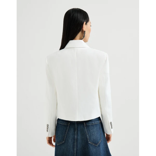 Brunello Cucinelli Blazer with monili in White, view 3