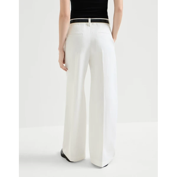 Brunello Cucinelli Loose Flared Trousers in White, view 3