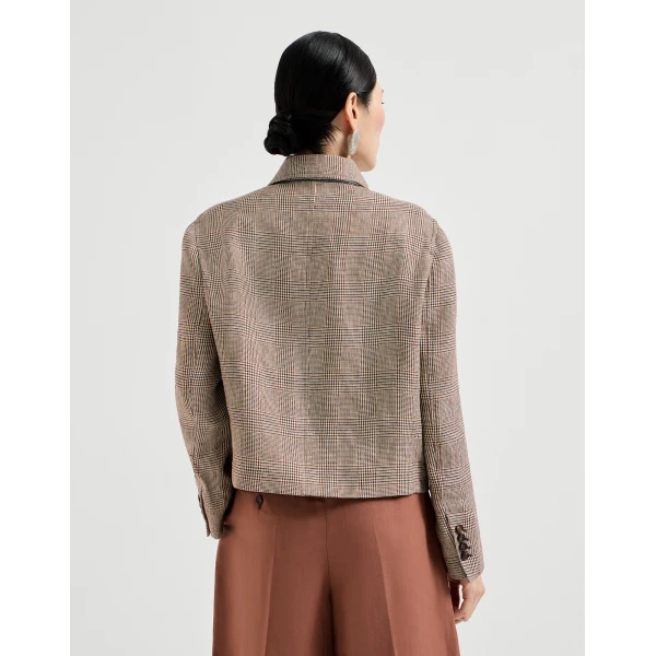 Brunello Cucinelli Prince of Wales blazer in Light Brown, view 3