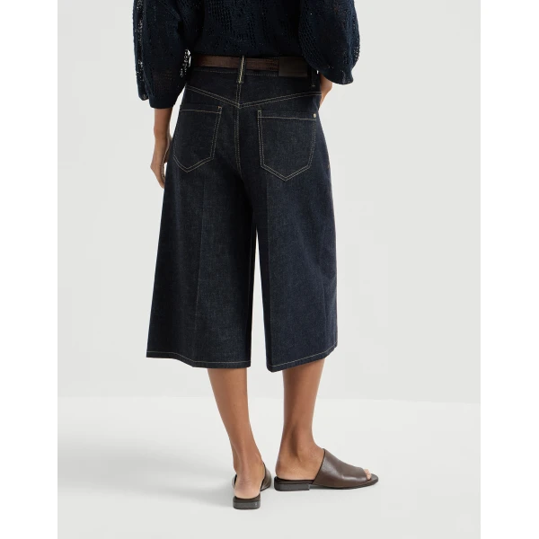 Brunello Cucinelli No-fade denim long Bermuda shorts in Denim, view 3