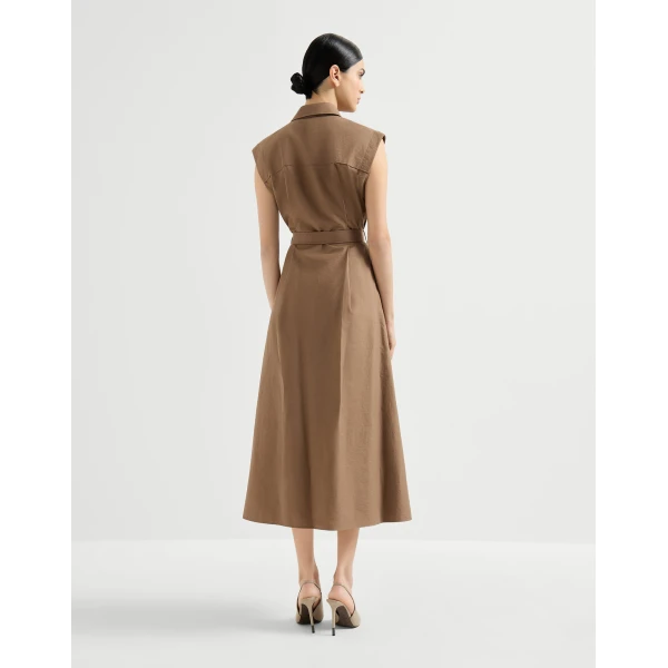 Brunello Cucinelli Texture twill Chemisier dress in Brown, view 3
