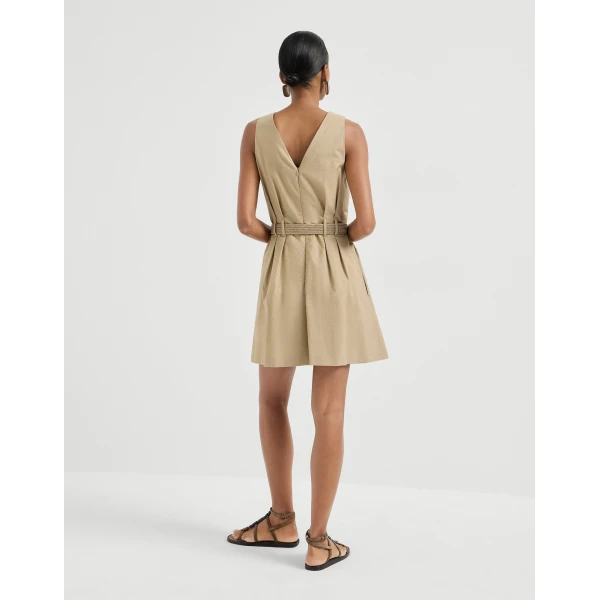 Brunello Cucinelli Twill belted dress in Beige, view 3