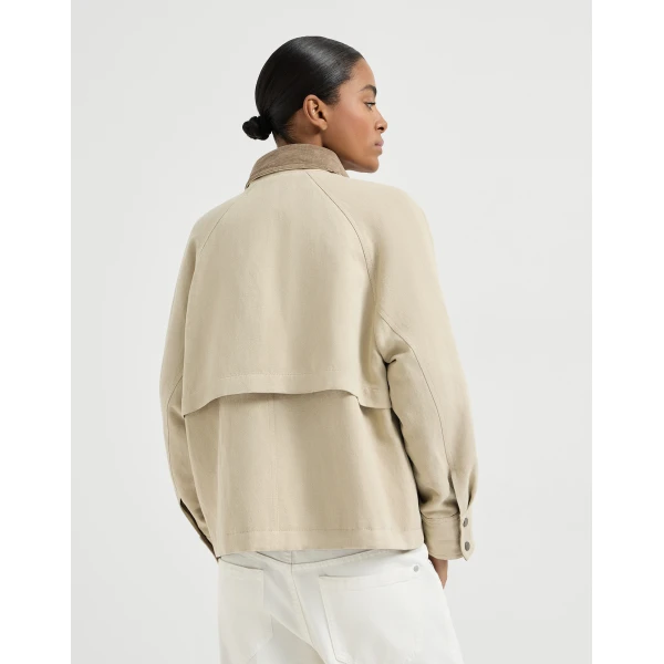 Brunello Cucinelli Canvas outerwear jacket in Beige, view 3