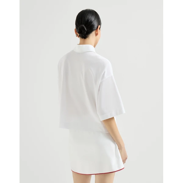 Brunello Cucinelli Piqué polo shirt in White, view 3
