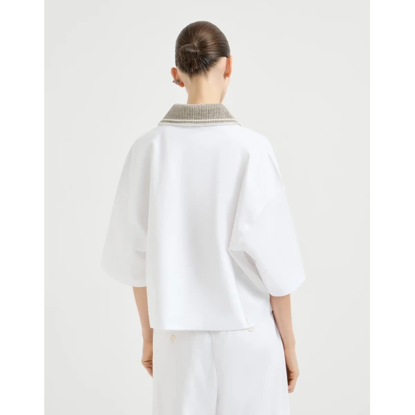 Brunello Cucinelli Couture interlock polo shirt in White, view 3
