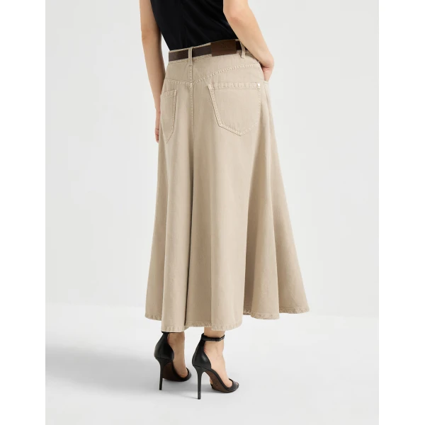 Brunello Cucinelli Five-pocket flared skirt in Beige, view 3