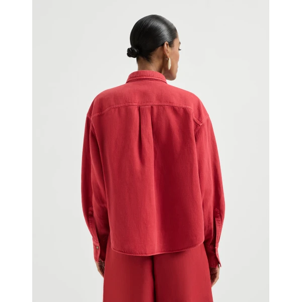 Brunello Cucinelli Garment-dyed cover shirt in Red, view 3