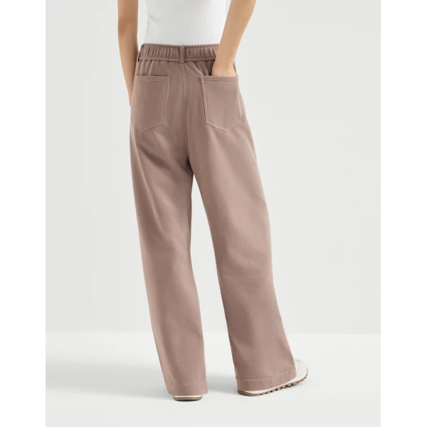 Brunello Cucinelli Smooth French terry trousers in Brown, view 3