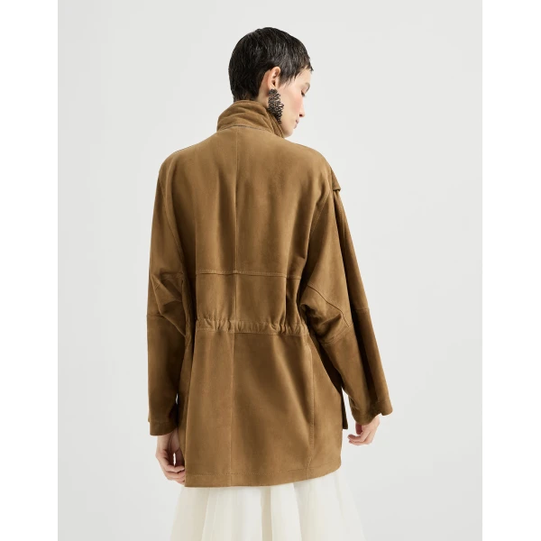 Brunello Cucinelli Couture suede safari jacket in Brown, view 3