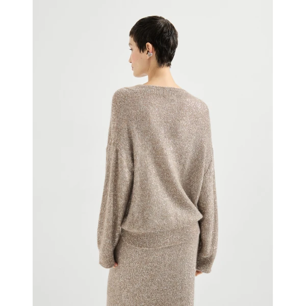 Brunello Cucinelli Dazzling texture sweater in Light Brown, view 3