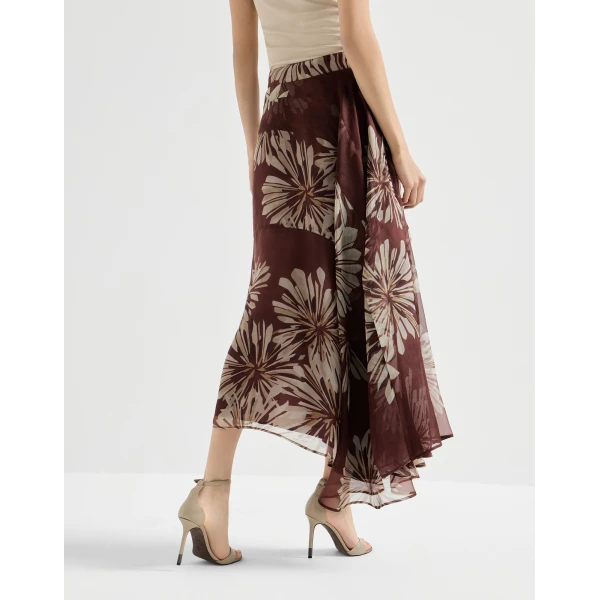 Brunello Cucinelli Bloom print fluid skirt, view 3