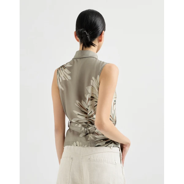 Brunello Cucinelli Bloom print pongee vest, view 3