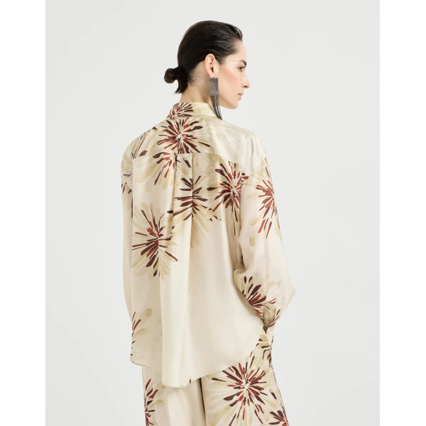 Brunello Cucinelli Bloom print pongee shirt, view 3